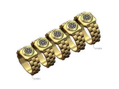 Diamond bezel cluster presidentail link ring US sizes 5to9 3D print model