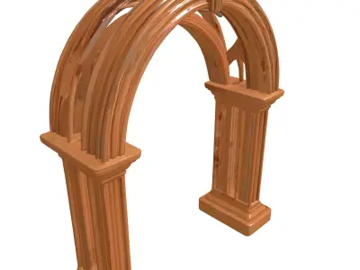 Decorative Wooden Archway Column Model Low-poly 3D model