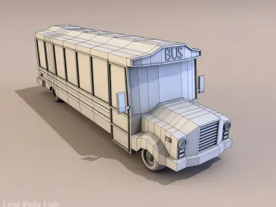 Cartoon City School Bus Low-poly 3D model