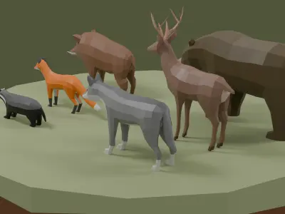 Lowpoly Stylized FOREST Animals Pack Low-poly 3D model