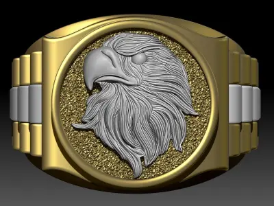 Eagle Man Ring silver gold printable jewelry 3D print model