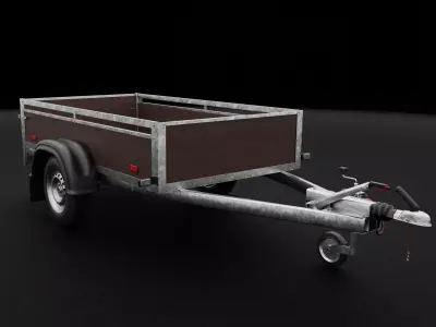 Car Utility Trailer with Handbrake 3D model