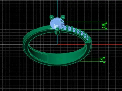 STL 3DM Print Ready Women Diamond Ring Lightweight Printable  3D print model 39
