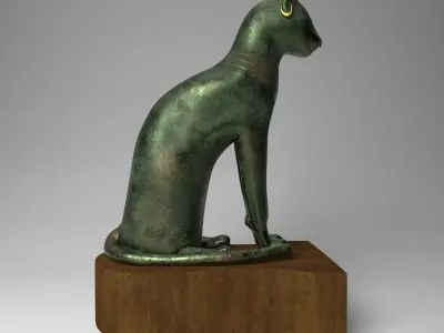 Bastet Realistic egyptian cat statue 3D model