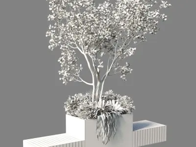 Green Benches Urban Environment Urban Furniture 3D model