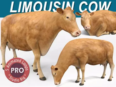 Cow PRO - Limousin 3D model