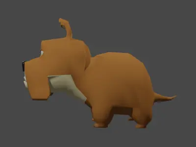 3d model bulldog lowpoly include shapekey expresion face 3D model