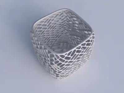 Vase quadratic stumpy with lattice tiles 3D print model