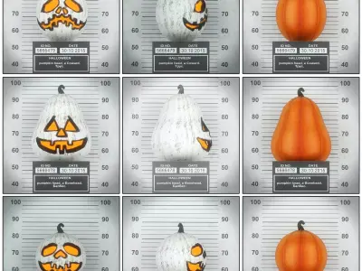 Hallowen set polygonal pumpkin 3D model