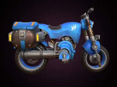 Stylized Solarpunk Motorcycle 3D model