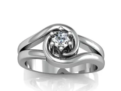 solitaire ring 3D print model 25