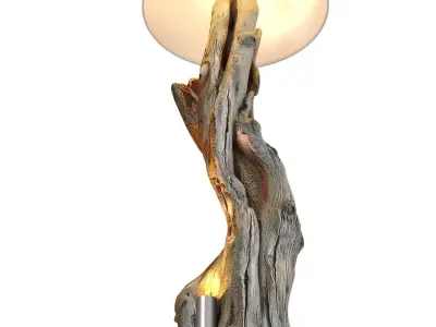Tall floor lamp made of natural wood in Scandinavian style 3D model