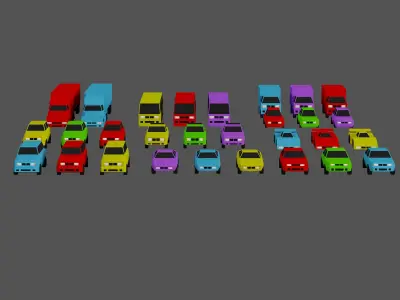 Casual Vehicles Pack - Set of 29 Vehicles  Low-poly 3D model