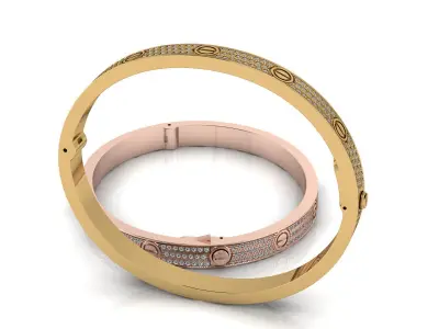 Love C Bracelet Pave 19cm 3D print model