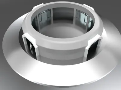 Geodesic Dome Structure Wireframe with Glass and Base Entry V2 3D model