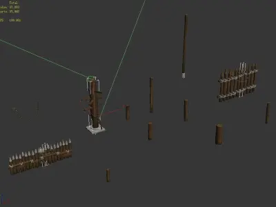 Game Wood Pile - Wooden Pile - Fence 3D model