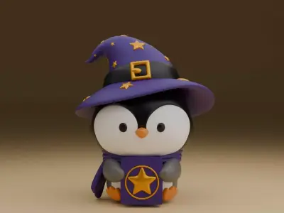 Halloween wizard penguin 37 3D print model