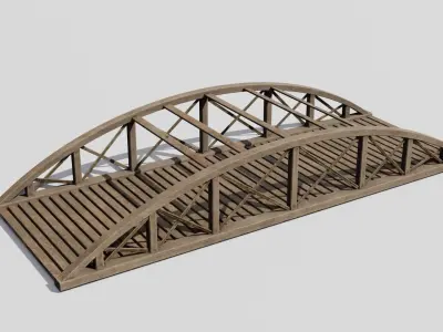 Wooden bridge Low-poly 3D model