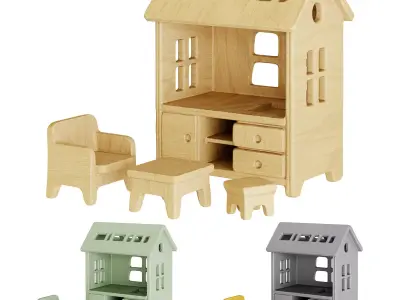 Wooden Kids House Decor Low-poly 3D model