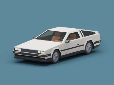 Stylized Cartoon Sport Coupe Car 80s Low-poly 3D model