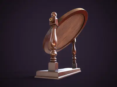 Vintage Desk Mirror Low-poly 3D model