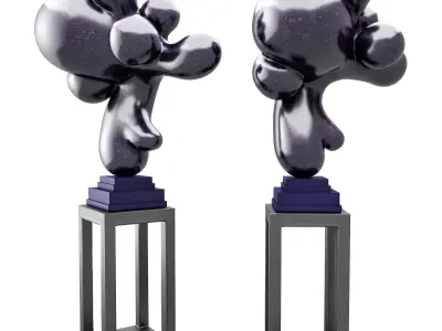 Bubbles bend sculpture Low-poly 3D model