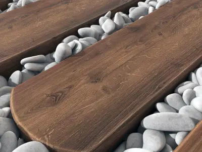 Paving wood board pebble 3D model