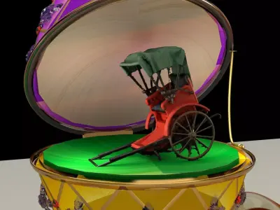 Chinese gold Ingot with Russia Faberge egg  3D model