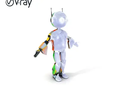 Floral RoboBuddy Vibrant Tech Companion with Colorful Floral ... Low-poly 3D model