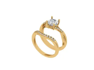 Solitair Ring Bridal Set 3D print model