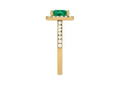 Ringwithhalo emerald and diamond ring 3D print model