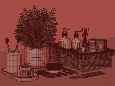 bathroom accessories 01  Free 3D model