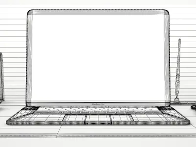 Classic Silver Workplace MacBook  3D model