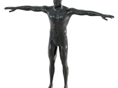 Athletic black mannequin T-pose 167 3D model