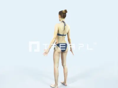 Beauty E Beach Animated Rigged Sports Woman Low-poly 3D model