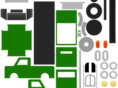 Low Poly Pickup Truck Low-poly 3D model