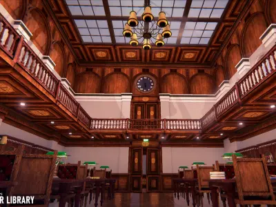 Modular library - interior and props 3D model