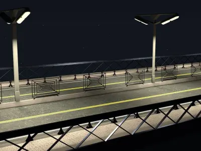 Road bridge-Ready for game Low-poly 3D model