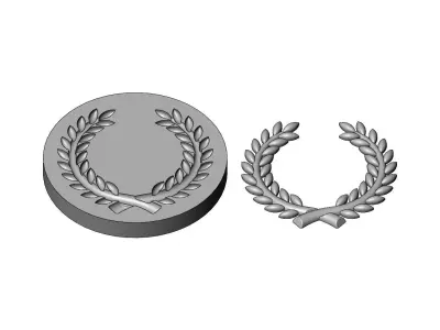 Mold bay leaves branches crown onlay relief 3D print model