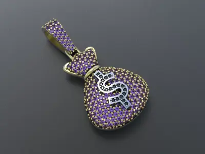 Gold Purse pendant 3D print model