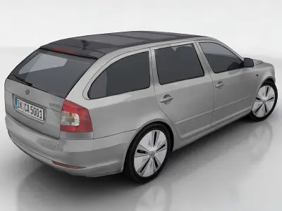 Skoda Oktavia green E-line Low-poly 3D model