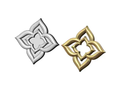 Floral star rosette and onlay relief  3D print model