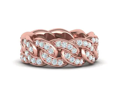 DIAMOND Cuban Link Heavy Chain Ring 9mm Wide 8US Size 3dmodel 3D print model