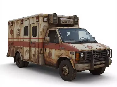 Rusted Apocalypse Old Ambulance 3D Model Low-poly 3D model