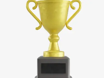 Gold Trophy Set Low-poly 3D model