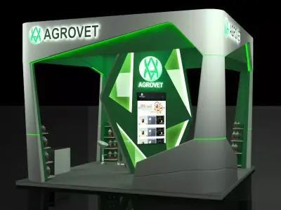 5x5m roofed stand 3D model