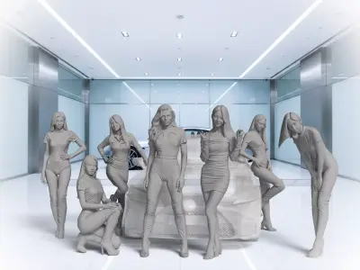 Car Show Girls  11 Pose Collection 3D Printable Models 3D print model