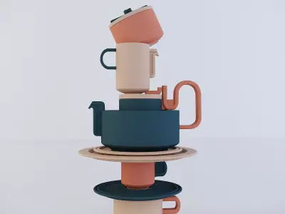 Tongue Bethan Laura Wood tea set 3D model