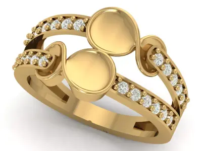 ladies Diamond Ring 3D print model 10