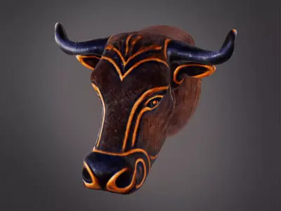 Wooden bull head decor 3D print model